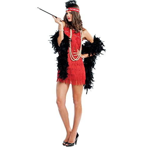 Krause & Sohn Charleston Kostüm Edith Deluxe für Damen Gr. M-L Kleid rot 20er Mottoparty Fasching Karneval (Medium)