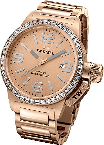 TW Steel Unisex Armbanduhr Canteen Rose-Gold Zifferblatt Analog-Anzeige und Rosé Gold Edelstahl Armband TW305