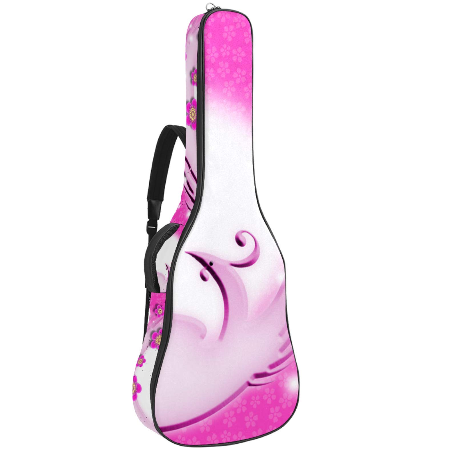 Gitarrentasche mit Reißverschluss, wasserdicht, weich, für Bassgitarre, Akustik- und klassische Folk-Gitarre, Vogel Pflaume Pink