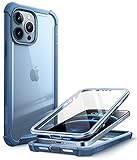 i-Blason Ares Hülle für iPhone 13 Pro 6,1 Zoll (2021 Release), zweilagige, robuste, transparente Bumper-Schutzhülle mit integriertem Displayschutz (Azure)