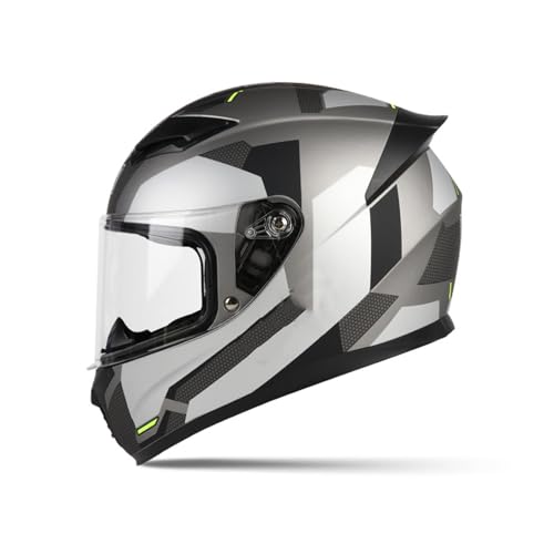 ZHXIANG Helm Motorrad-Integralhelme, Renn-Motocross-Helm, modularer Moto-Helm, Moped-Straßenrennhelm, für Erwachsene Männer Frauen, DOT/ECE-Zulassung A,2XL=60-62CM