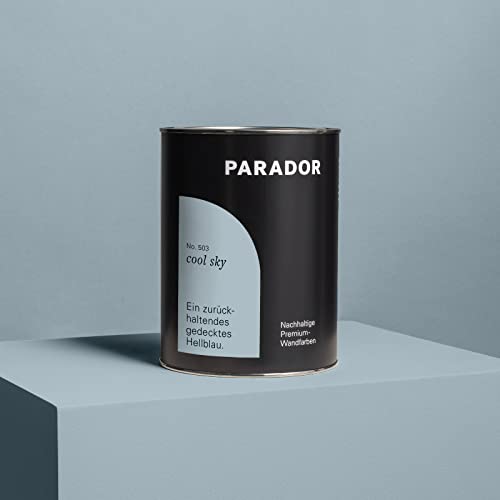 PARADOR Wandfarbe Cool Sky hellblau pastell grau 2,5 L - nachhaltige Premium Innenfarbe matt - hohe Deckkraft tropffest spritzfest ergiebig schnelltrocknend geruchsneutral vegan