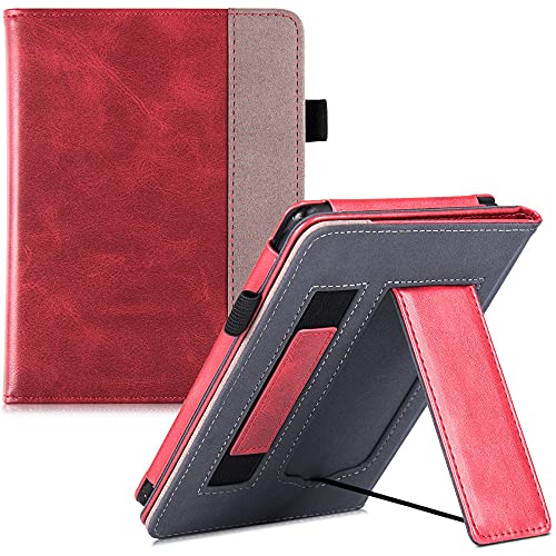 FDPEISHI for Kindle Paperwhite 5 and Kindle Paperwhite Signature Edition Case (6.8 Inch,11Th Generation 2021 Released Only) with Stand/Hand Strap and Auto Sleep/Wake,Red Wine,Paperwhite 11Th Gen