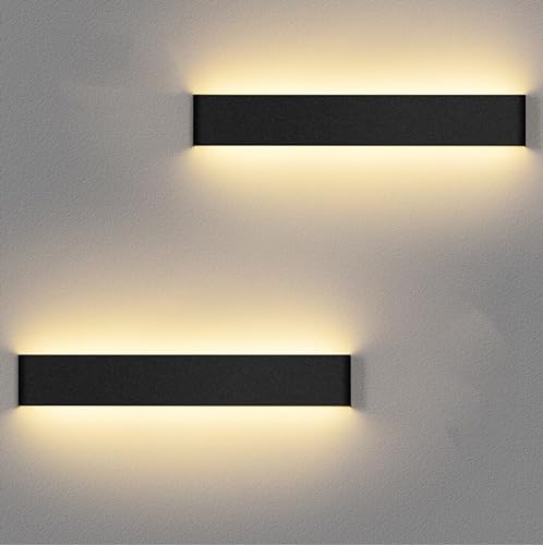 ledmo LED Wandleuchte Innen 12W Wandlampe Up Down Wandleuchten Warmweiß 3000K Aluminium Wandbeleuchtung(2 Stücke)