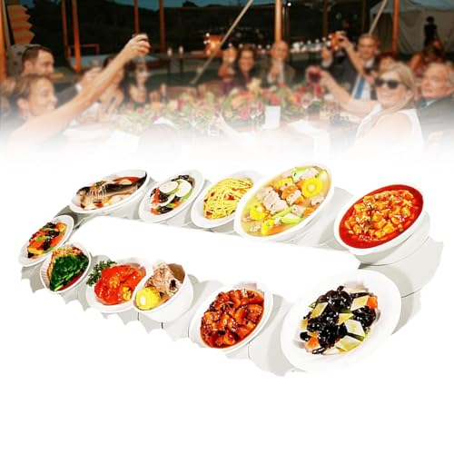 Oiyekntd 360° drehbarer Party-Drehteller für rechteckige Tische, einfach zu montierender Drehteller, modulares Design, Küchen-Dinner-Drehtisch-Tablett, drehbarer Lebensmittel-Drehteller,1.6M/5.25ft