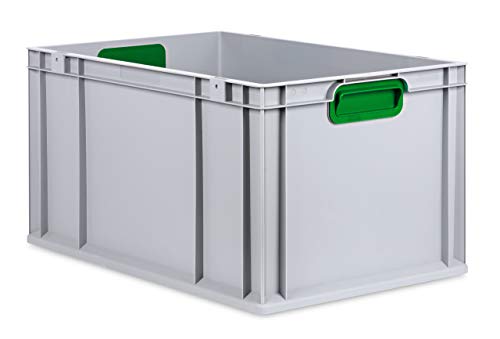 aidB Eurobox NextGen Color grün, 600x400x320 mm, Griffe geschlossen, robuste Plastikbox aus Kunststoff mit ergonomischen Griffen, stapelbare Kunststoffkiste, ideal für die Industrie