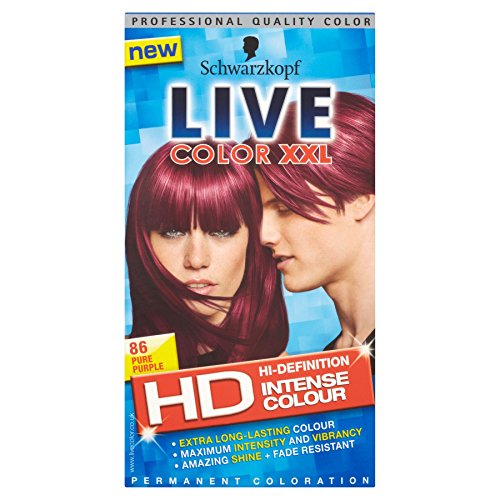 3 x Schwarzkopf Live Color XXL HD Intense Colour Permanent Coloration 86 Pure Purple