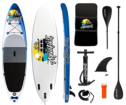 AQUALUST 10'6" SUP Board Stand Up Paddle Surf-Board aufblasbar Paddel Leash ISUP 320x81cm Blue