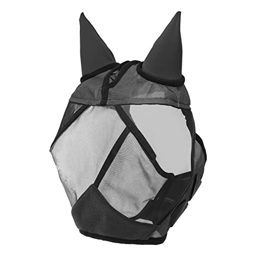 Nobleza - Fliegenmaske mit Ohren, Atmungsaktive Anti-Moskito Pferdemaske, Pferdefliegenmaske Schwarz
