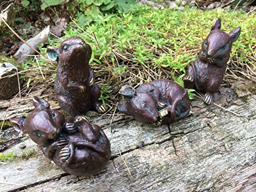 London Ornaments Set mit 4 niedlichen Mäusen mit Bronze-Effekt (B)