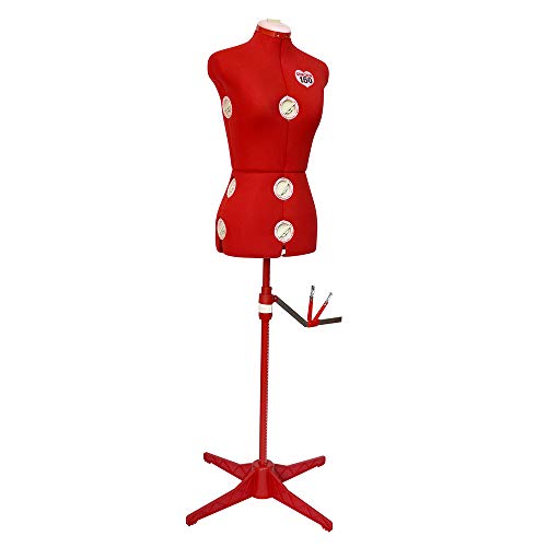 SINGER | Verstellbare rote Kleiderform, passend für Größen 37-38, Schaumstoffrückseite zum Anstecken, 360-Grad-Saumführung – Nähen leicht gemacht