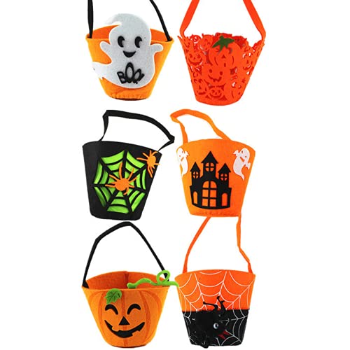 ruirui-home Halloween Kürbis Tasche für Kinder mit vielfältigem Muster Vliesstoffe oder Filze Süßigkeiten Beutel Süßes oder Saures Bags Geschenktüten für Halloween Party Cosplay usw.