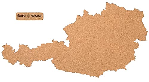 Österreich als Pinnwand aus Kork XXL ca. XXL 90x45 cm | Umriss Österreich zum Pinnen und als Wanddeko | Tolle CORKWORLD | Detailgenau & Hochwertig