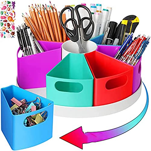 Lrporyvn Drehbarer Schreibtisch-Organizer für Kinder, Aufbewahrungs-Organizer für Kunstbedarf für Marker Crayon Desktop Homeschool Offices Supplies