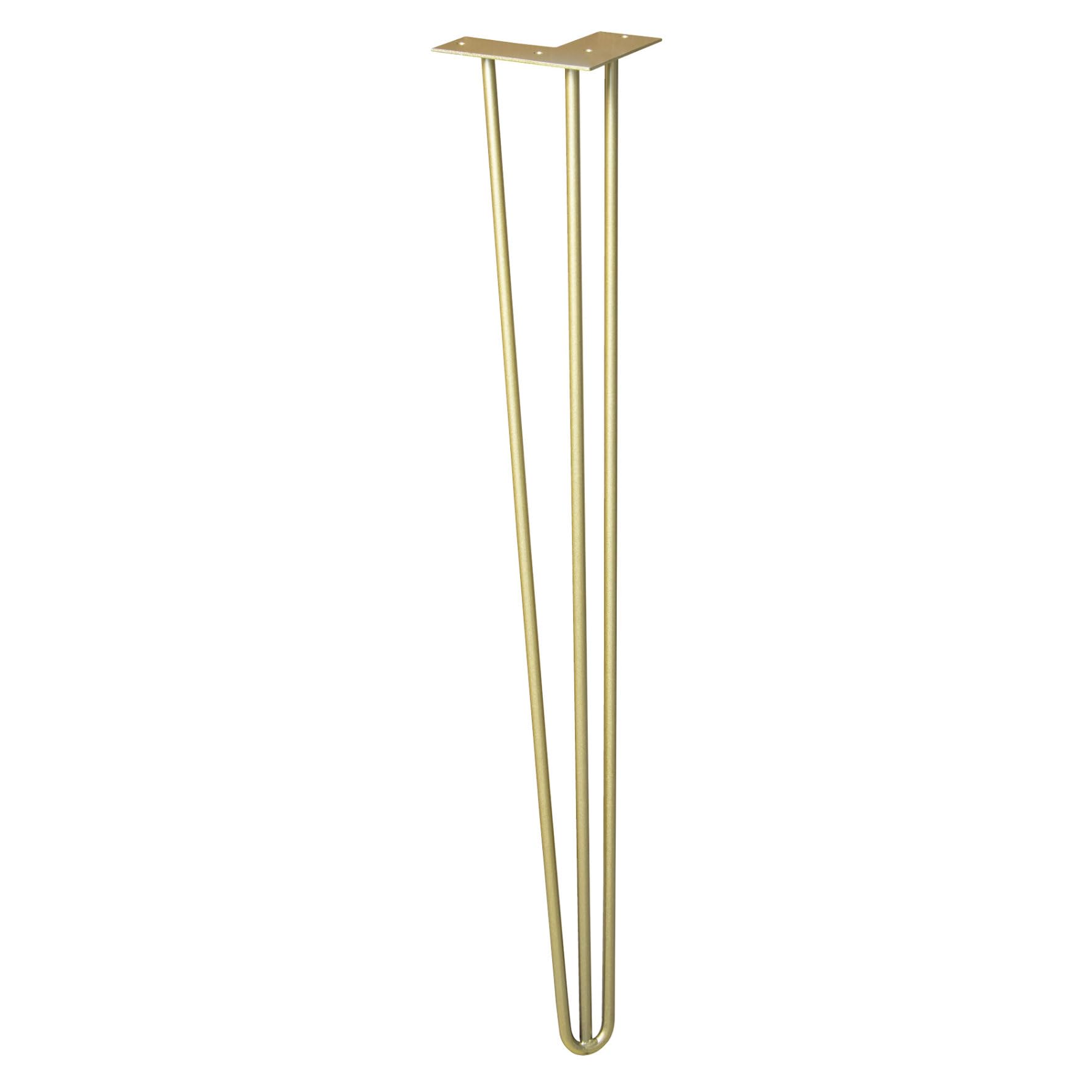 Wagner Möbelbein/Tischbein/Möbelfuß - Hairpin Leg - Retro Style - Stahl pulverbeschichtet goldfarben, 12 x 12 x 71 cm, Bein konisch/schräg verlaufend, integrierte Anschraubplatte - 12827501