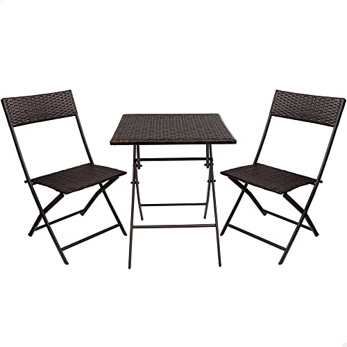 AKTIVE 61121 - Balcon-Set mit Tisch 60 x 60 x 72 cm mit 2 Stühlen Ratan