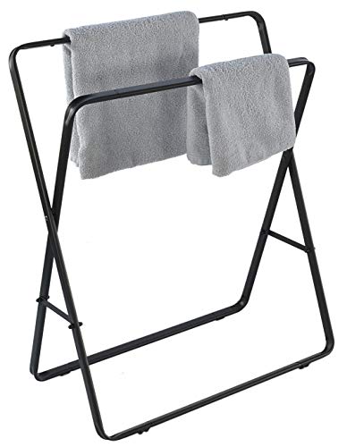 Handtuchständer mit 2 Handtuchstangen freistehend Handtuchhalter Badehandtuch Kleiderständer Metall Schwarz