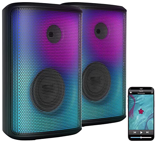 auvisio Bluetoothboxen: 2er-Set Mobile Outdoor-PA-Partyanlagen & -Bluetooth-Boomboxen, 200 W (PA-Lautsprecher)