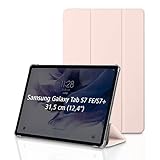 Hama Hülle für Samsung Galaxy Tab S7 FE/S7+/S8+ 31,5 cm 12,4 Zoll (aufklappbares Case für Samsung Tablet, Schutzhülle mit Standfunktion, transparente Rückseite, magnetisches Cover) rosa