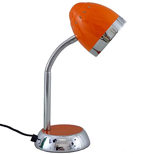 Tisch-Schreibtisch-Leuchte-Lampe TOM orange, verstellbar, H: bis 36 cm, Fassung E14, max. 40W, Nachttisch-Kinder-Arbeits-Leuchte-Lampe