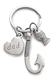 JewelryEveryday Papa Fisch und Haken Schlüsselanhänger mit dem Kleinen Fisch-Anhängsel - Gehakt auf Sie Vati; Vaters Schlüsselanhänger