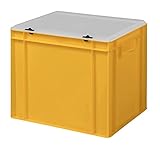 1a-TopStore Design Eurobox Stapelbox Lagerbehälter Kunststoffbox in 5 Farben und 16 Größen mit transparentem Deckel (matt) (gelb, 40x30x33 cm)