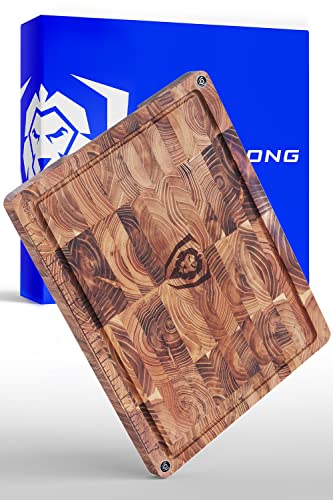 DALSTRONG Cutting Board - 100% Teak Wood - Tight Wood Grain - Laser-Engraved Measurements & Juice Groove - 15 x 12 (Medium)