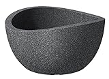 Scheurich Wave Globe Bowl, runde Pflanzschale aus Kunststoff, Schwarz-Granit, 40 cm Durchmesser, 21 cm hoch, 12 l Vol.