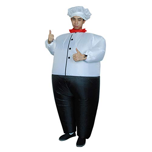 FAVOMOTO Aufblasbaren Koch Kostüm Air Blow- up Kochen Kostüm Halloween Cosplay Aufblasbare Kostüm Volle Körper Aufblasbare Kostüm Für Kleid- Up Party Leistung Schwarz Weiß