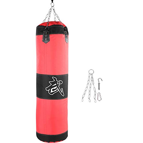 Punch Sandsack, Strapazierfähiger Boxsack aus Schwerer Canvas Tasche für Trainingsübungen Fitness und Sport(1.2m-Rot)