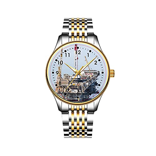 Uhren Herrenmode japanischen Quarz Datum Edelstahl Armband Gold Uhr Ohio State Flag und Karte Uhren