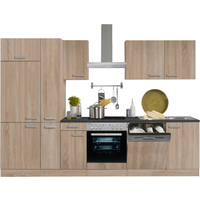 OPTIFIT Küchenzeile mit E-Geräten 'OPTIkompakt Monza' eichefarben/anthrazit 300 cm