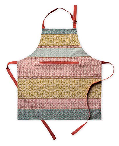 Maison d' Hermine Provence 100% Baumwolle 1-teilige Küchenschürze mit verstellbarem Hals und versteckter Mitteltasche, Langen Krawatten für Frauen/Männer | Kochen | Frühling/Sommer (70cm x 85cm)