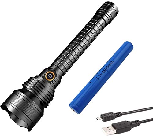 LUXNOVAQ Wiederaufladbare LED-Taschenlampe, 10000 Lumen Handheld-Taschenlampe Hochleistungs-Taktische Taschenlampen mit 5 Modi Wasserdichte Taschenlampe für Camping Wandern Notfall