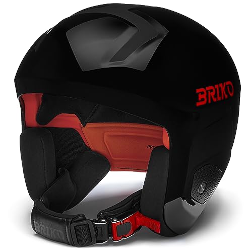 Briko Unisex – Erwachsene Helm Helmet, Shiny Black-ORANGE, L