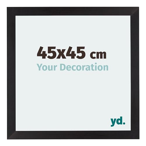 yd. Your Decoration - Bilderrahmen 45x45 cm - Fotorahmen von MDF mit Acrylglas - Antireflex - Ausgezeichneter Qualität - Schwarz Gemasert - Mura,
