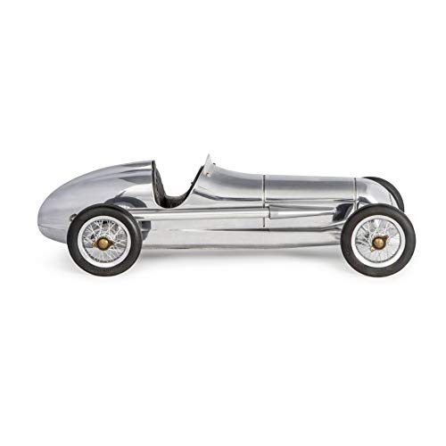 Authentic Models | Modellauto Silberpfeil aus silbernem Aluminium mit schwarzem Sitz | PC014 | Oldtimer Rennwagen | 31 x 15 x 9 cm