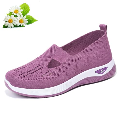Women's Woven Breathable Soft Sole Shoes, 2024 New Women's Woven Orthopedic Breathable Soft Sole Shoes (Purple,10.5)