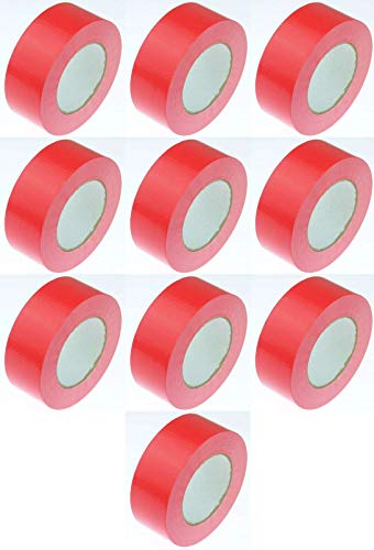 10 Rollen Klebeband Gewebeband 5 0m x 48 mm ROT - Panzerband Steinband Gaffa Tape Reparaturband (Rot, 10 Rollen Rot)