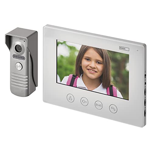 EMOS Video-Türsprechanlage mit WiFi/Video-Türklingel Set + App für Android/iOS, wasserdichte 720p Kamera mit Nachtsicht und LCD-Monitor mit 7'' Farbdisplay
