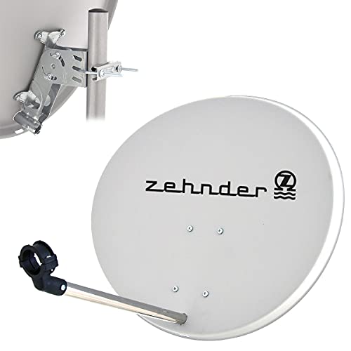 Zehnder 60cm Spiegel Satelliten Schüssel Antenne Stahl | HD Digital SAT Anlage hellgrau | DVB-S/S2 Full HDTV 3D 4K Ultra HD UHD Empfang