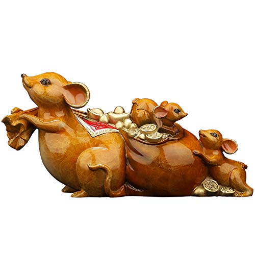 Kunstdekoration Feng Shui chinesische Zodiac RAT-Statue Sammlerstück Figuren Tischdekor Statue Reichtum Perfekt for Ihr Zuhause oder ein Büro desktop dekorationen