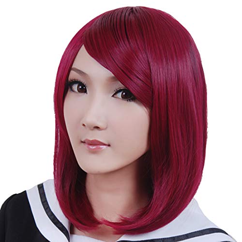 HOOLAZA Purplish Red Medium Gerade Cosplay Perücke Japanische Harajuku Lolita Stil Tägliche Mehrzweck Cosplay Perücke(EINWEG)