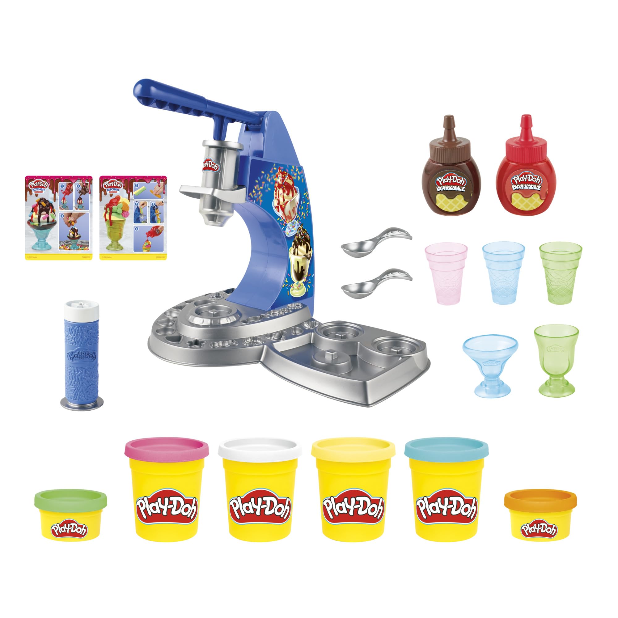 Play-Doh Drizzy Eismaschine mit Toppings, inklusive Drizzle Knete und 6 Farben