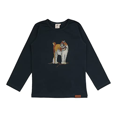 Walkiddy Langarm Shirt aus Bio-Baumwolle Größe 116, Royal Lynxes, Grün - Nachhaltige und ökologische Kinderkleidung - GOTS Zertifiziert