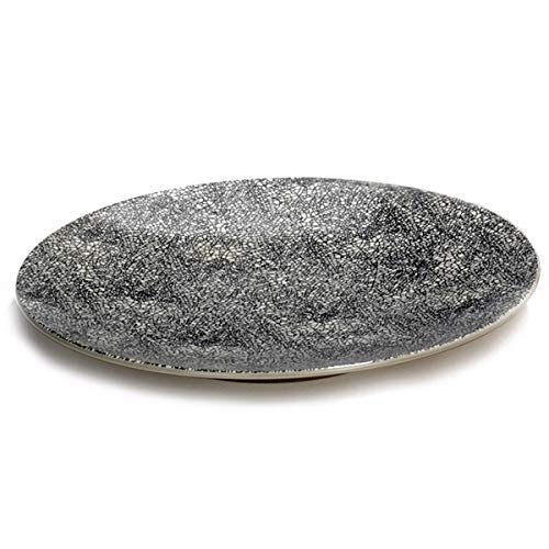 Lambert Servierplatte Kaori, (Set, 2 tlg.), Ø 34,5 cm, handgefertig, Krakeleeglasur, schwarz-weiß