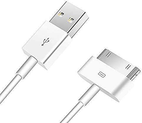 USB-Ladekabel kompatibel mit Apple iPhone 4 / 4S / 3G / 3GS / Apple iPad 1. / 2. / 3. / iPod 5. Generation/Classic Nano 1. / 2. / 3. / 5. / 6. Generation, 30-polig, Weiß, 5 Stück
