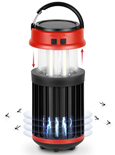 Camping Lampe AKKU aufladbar mit Mückenkiller und SOLAR, LED Lampe akku mit USB-C-kabel, Insektenvernichter akku, Insektenfalle elektrisch, Camping leuchte - camping zubehör - Camper/Reisen/Wandern