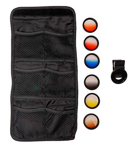 SYSTEM-S Farbfilter Set 37 mm 6 Stück mit Übergang Farbe Kit mit Clip Tasche in Schwarz