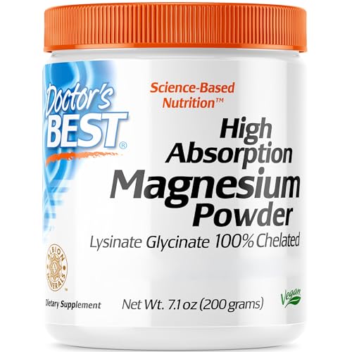 Doctor's Best, High Absorption Magnesium Powder, 200g veganes Pulver, hochdosiert, Laborgeprüft, Glutenfrei, Sojafrei, Vegetarisch, ohne Gentechnik